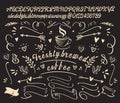 Font `coffee ` is inspired by embellished vintage posters and packaging design.