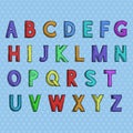 Font. Colored hand drawn alphabet