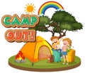 Font design for camp out with tent in the park Royalty Free Stock Photo