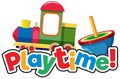 Font design template for word play time with many toys