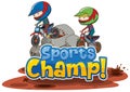 Font design template for word sports champ with extreme sport