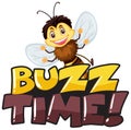 Font design for word buzz time with happy bee smiling