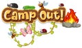 Font design for word camp out with many insects