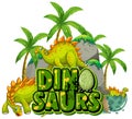 Font design for word dinosaurs with dinosaurs in the jungle