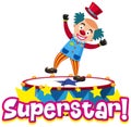 Font design for word superstar with funny clown