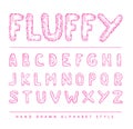 Font fluffy style alphabet, Vector illustration Royalty Free Stock Photo
