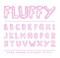 Font fluffy style alphabet, Vector illustration