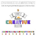 Font handmade -Summer- colorful, modular and hand-written, can be used for your design, for example - badges, posters Royalty Free Stock Photo