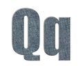 Font jeans letters alphabet. letter Q