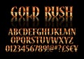 Font lamp symbol, gold letter and numbers set.