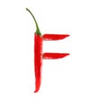 Font made of hot red chili pepper letter F