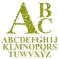 Font made with leaves, floral alphabet letters set, vector design. Royalty Free Stock Photo