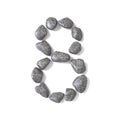 Font made of rocks NUMBER eight 8 3D