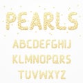 Font pearls . Alphabet made of pearls. Letters for design direction Royalty Free Stock Photo