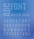 Font pen line alphabet, Vector illustration.