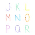 Font pencil crayon. ABC chalk letters. Handwritten