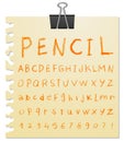 Font pencil crayon. Handwritten Vector illustration.