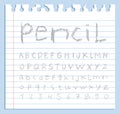 Font pencil crayon. Handwritten Vector illustration.