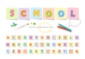 Font pencil crayon for kids. Handwritten, scribble. Vector Royalty Free Stock Photo