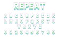 Font in repeat design. Reto bold font. Alphabet in colorful trending. Vector font and alphabet