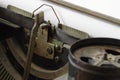 Font of retro typewriter in macro photo
