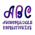 Font set with letters. Glossy alphabet. 3D render of bubble font with glint and shadow. Typography vector illustration.