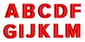 Font set with letters Glossy red paint letters. 3D render of bubble font with glint. Vector illustration Royalty Free Stock Photo