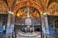 Font in Siena Baptistry, with marble tabernacle and statue by Jacopo della Quercia, panel by Ghiberti and Faith by Donatello,