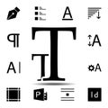 Font size, text icon. Simple glyph, flat vector of Text editor set icons for UI and UX, website or mobile application