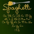 Font from spaghetti. Alphabet. Vector illustration