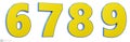 Font story, numbers 6, 7, 8. 9. 3d render glosy yellow and blue. Path save. Royalty Free Stock Photo