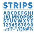 Font Strips. Vector of stripy bold font and alphabet. Shift effect type letters and numbers. Vector typeface for your design.