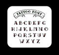 Font in the style of the old school tattoo. Alphabet for tattoos. Contour letters with a fill. A set of letters for tattoos. The Royalty Free Stock Photo