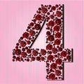 font type alphabet letter rose filled flower floral feminine pink red Royalty Free Stock Photo