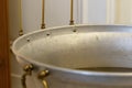 Font with water for the baptism of children in the Orthodox Church. Close-up