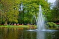 Fontain in the river in Keukenhof park Royalty Free Stock Photo