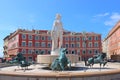 Sun fountain, Place Massena in french city of Nice