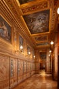 Fontainebleau, France, March 30, 2017: Room interior in palace Chateau de Fontainebleau which used to be a royal chateau Royalty Free Stock Photo