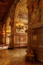 Fontainebleau, France, March 30, 2017: Room interior in palace Chateau de Fontainebleau which used to be a royal chateau Royalty Free Stock Photo