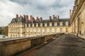 Fontainebleau, France, March 30, 2017: Royal castle of Fontainebleau. The castle is of Renaissance style, located near Royalty Free Stock Photo