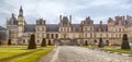 Fontainebleau, France, March 30, 2017: Royal castle of Fontainebleau. The castle is of Renaissance style, located near Royalty Free Stock Photo