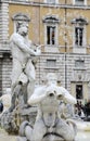 Fontana del Moro in Piazza Navona, Famous square filled with fountains in the heart of Rome, capital of Italy. Soap bubbles on the