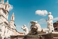 Fontana del Moro and Sant`Agnese in Agone church at Piazza Navona, Rome, Italy Royalty Free Stock Photo