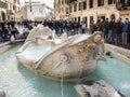 Fontana della Barcaccia, fountain of the Ugly Boat Royalty Free Stock Photo