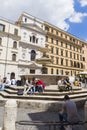 Tourists visiting the Fontana della Barcaccia 