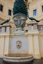 The Fontana della Pigna or simply Pigna (Pinecone) is former roman fountain in courtyard of Vatican Royalty Free Stock Photo