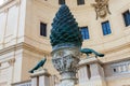 The Fontana della Pigna or simply Pigna (Pinecone) is former roman fountain in courtyard of Vatican Royalty Free Stock Photo