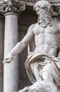 Fontana di Trevi or Trevi Fountain detail of the statue of the God of the Ocean.