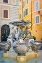 Fontane delle Tartarughe. Rome Italy. Beautiful antique stone Turtle fountain in Rome.