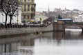 Fontanka river embankment, view of Saint Petersburg, buildings,